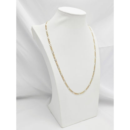 14K Yellow Gold Diamond Cut Figaro Link Chain Necklace