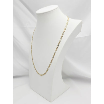 14K Yellow Gold Diamond Cut Figaro Link Chain Necklace