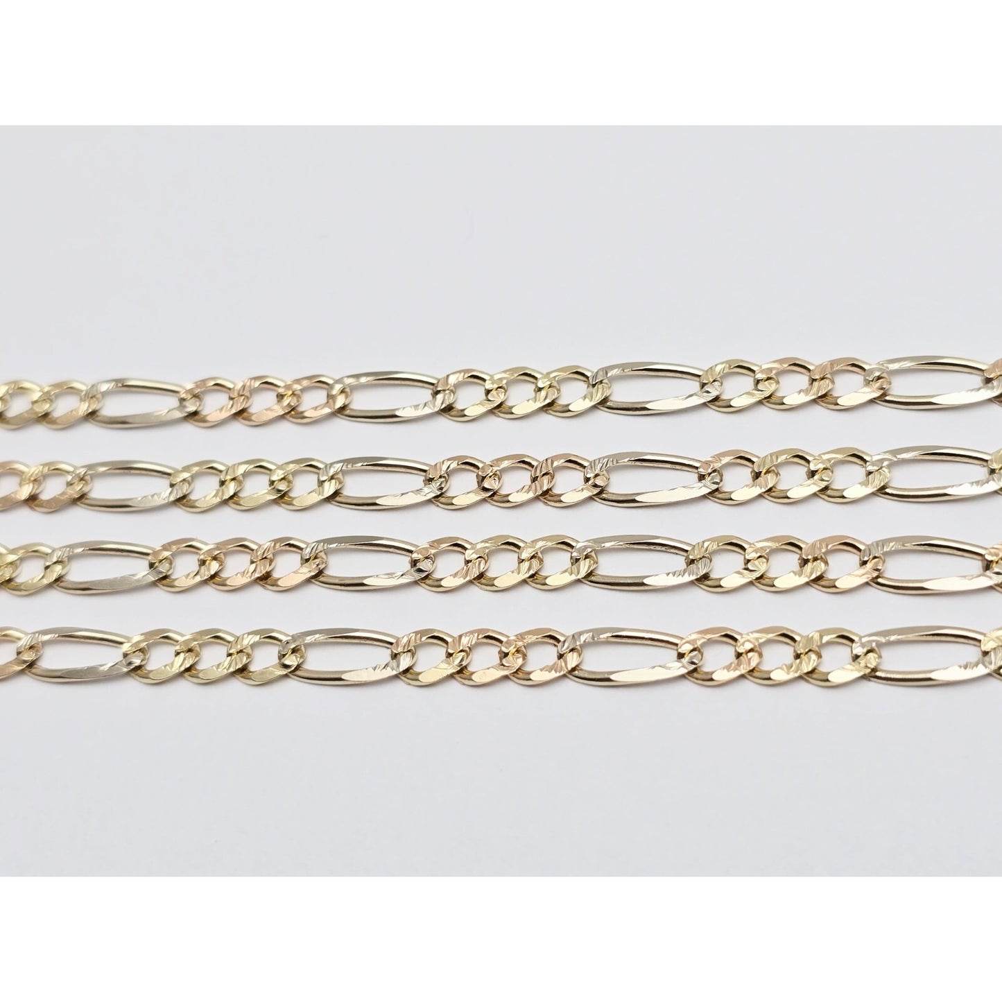 14K Yellow Gold Diamond Cut Figaro Link Chain Necklace
