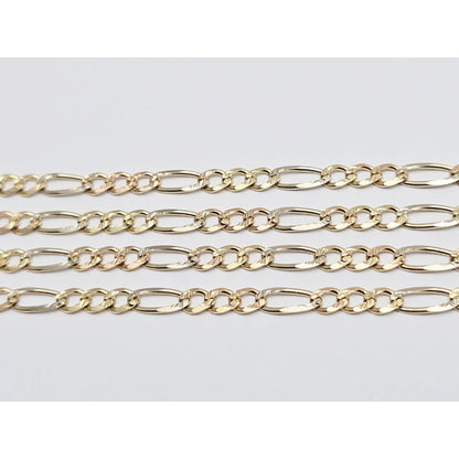 14K Yellow Gold Diamond Cut Figaro Link Chain Necklace