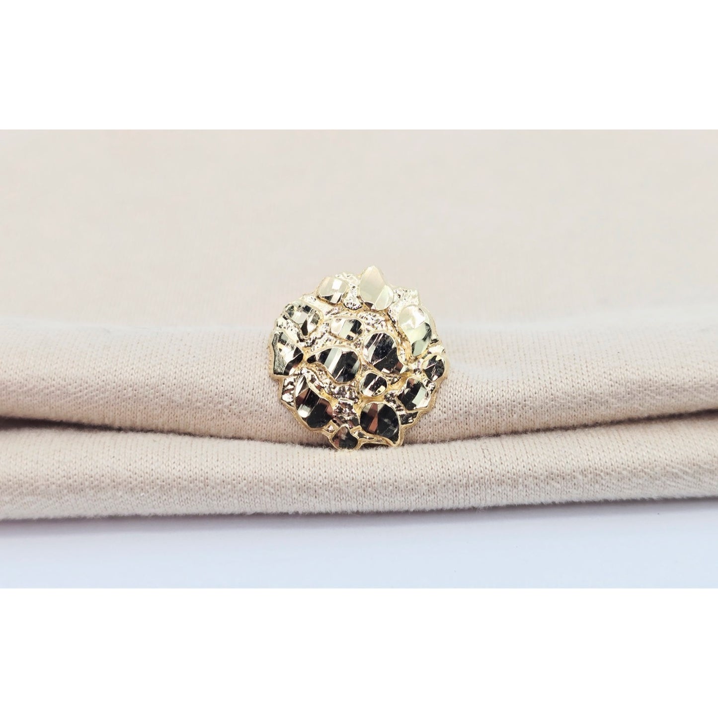 Single 10K Yellow Gold Round Shaped Nugget Stud Earring