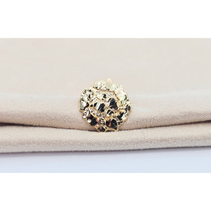 Single 10K Yellow Gold Round Shaped Nugget Stud Earring