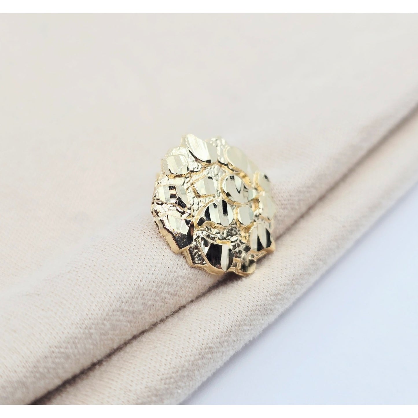 Single 10K Yellow Gold Round Shaped Nugget Stud Earring