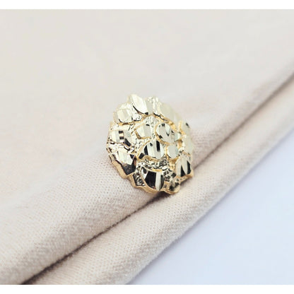 Single 10K Yellow Gold Round Shaped Nugget Stud Earring