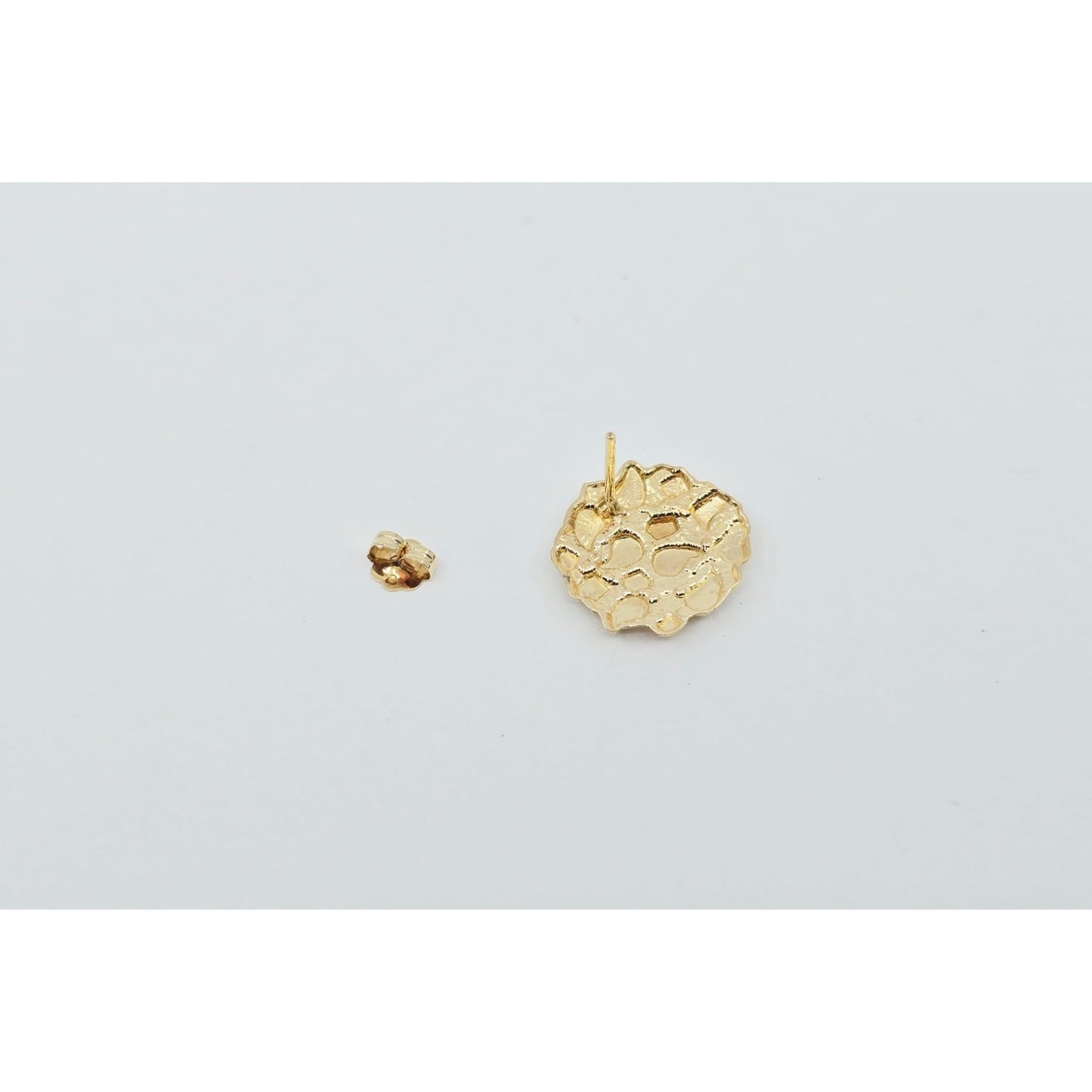Single 10K Yellow Gold Round Shaped Nugget Stud Earring