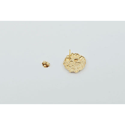 Single 10K Yellow Gold Round Shaped Nugget Stud Earring
