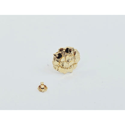 Single 10K Yellow Gold Round Shaped Nugget Stud Earring