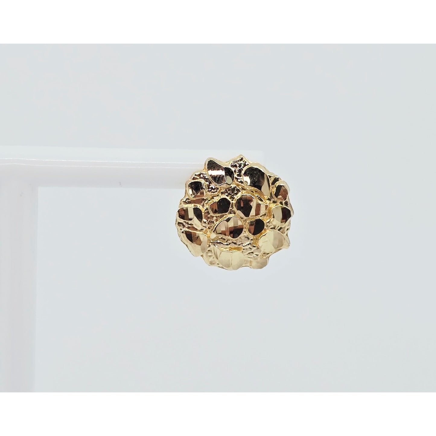 Single 10K Yellow Gold Round Shaped Nugget Stud Earring