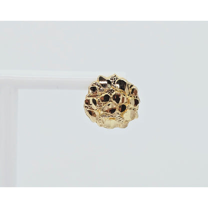 Single 10K Yellow Gold Round Shaped Nugget Stud Earring