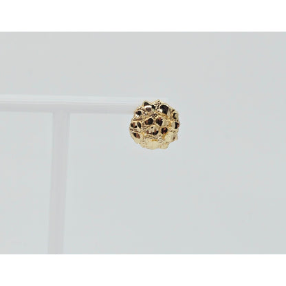Single 10K Yellow Gold Round Shaped Nugget Stud Earring