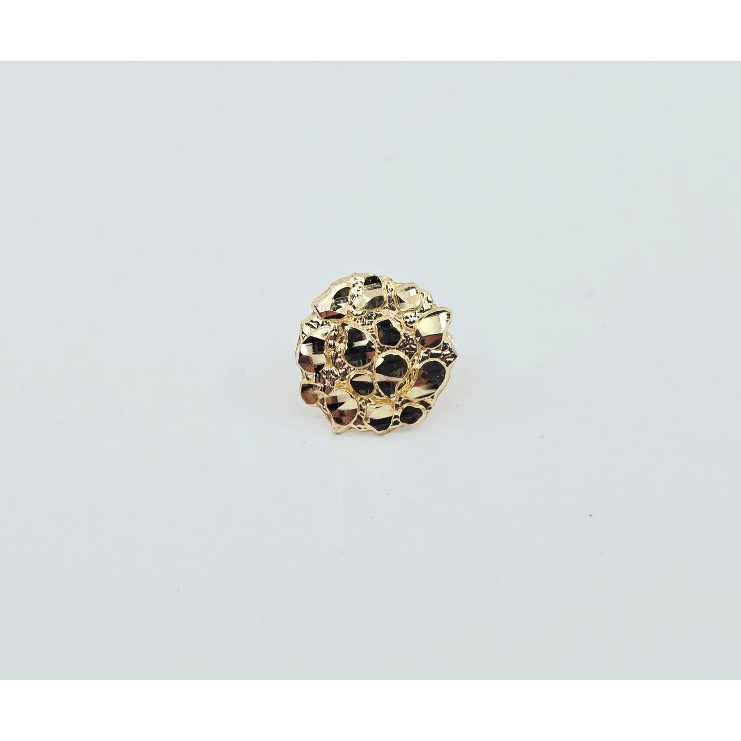 Single 10K Yellow Gold Round Shaped Nugget Stud Earring