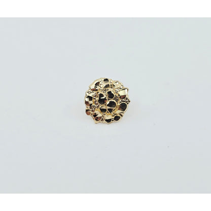 Single 10K Yellow Gold Round Shaped Nugget Stud Earring