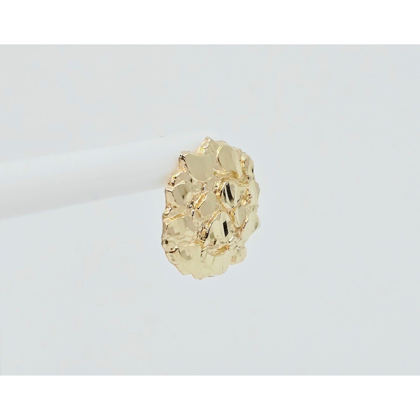 Single 10K Yellow Gold Round Shaped Nugget Stud Earring