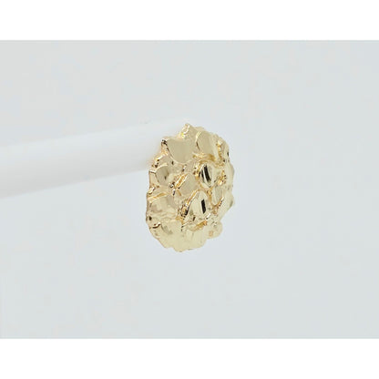 Single 10K Yellow Gold Round Shaped Nugget Stud Earring