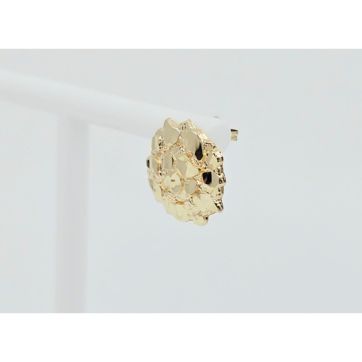 Single 10K Yellow Gold Round Shaped Nugget Stud Earring