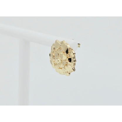 Single 10K Yellow Gold Round Shaped Nugget Stud Earring