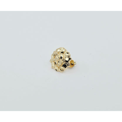 Single 10K Yellow Gold Round Shaped Nugget Stud Earring