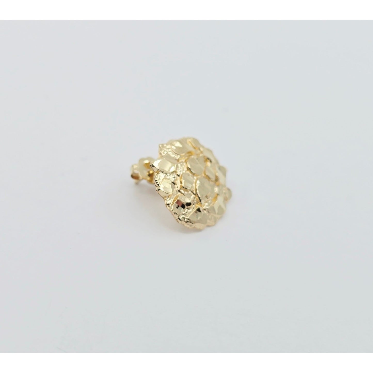 Single 10K Yellow Gold Round Shaped Nugget Stud Earring