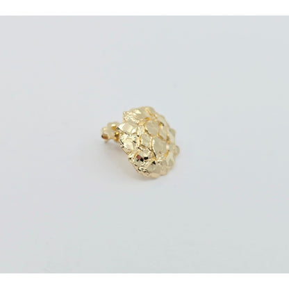 Single 10K Yellow Gold Round Shaped Nugget Stud Earring
