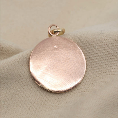 Vintage E Dropsy 18K Rose Gold Round Pensive Cherub Baby Angel Charm Pendant