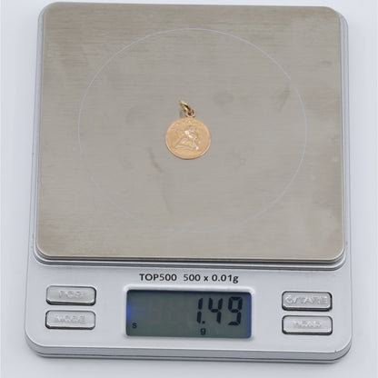 Vintage E Dropsy 18K Rose Gold Round Pensive Cherub Baby Angel Charm Pendant
