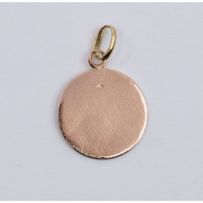 Vintage E Dropsy 18K Rose Gold Round Pensive Cherub Baby Angel Charm Pendant