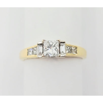 18K Yellow Gold Ladies Diamond Engagement Ring