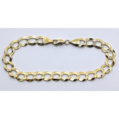 14K Yellow Gold Diamond Cut Cuban Curb Link Bracelet