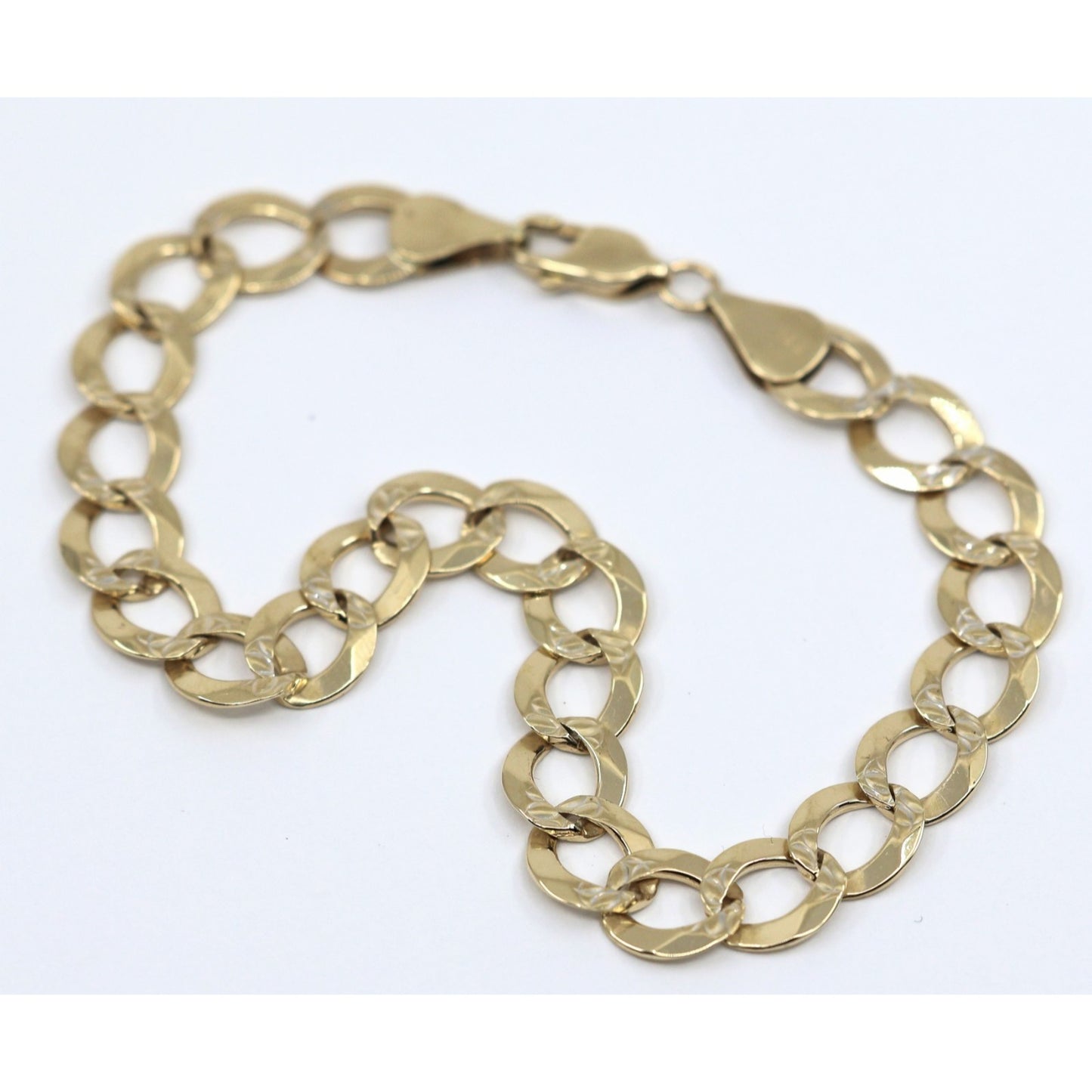 14K Yellow Gold Diamond Cut Cuban Curb Link Bracelet