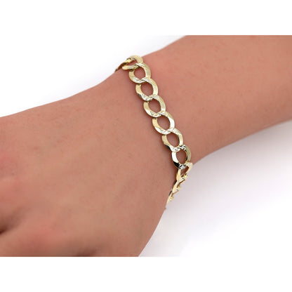 14K Yellow Gold Diamond Cut Cuban Curb Link Bracelet