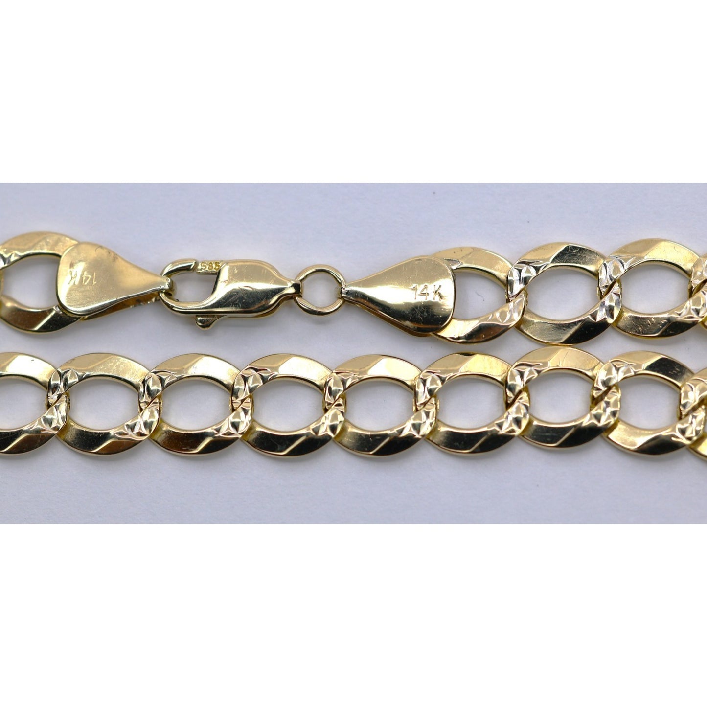14K Yellow Gold Diamond Cut Cuban Curb Link Bracelet