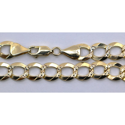 14K Yellow Gold Diamond Cut Cuban Curb Link Bracelet