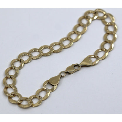 14K Yellow Gold Diamond Cut Cuban Curb Link Bracelet