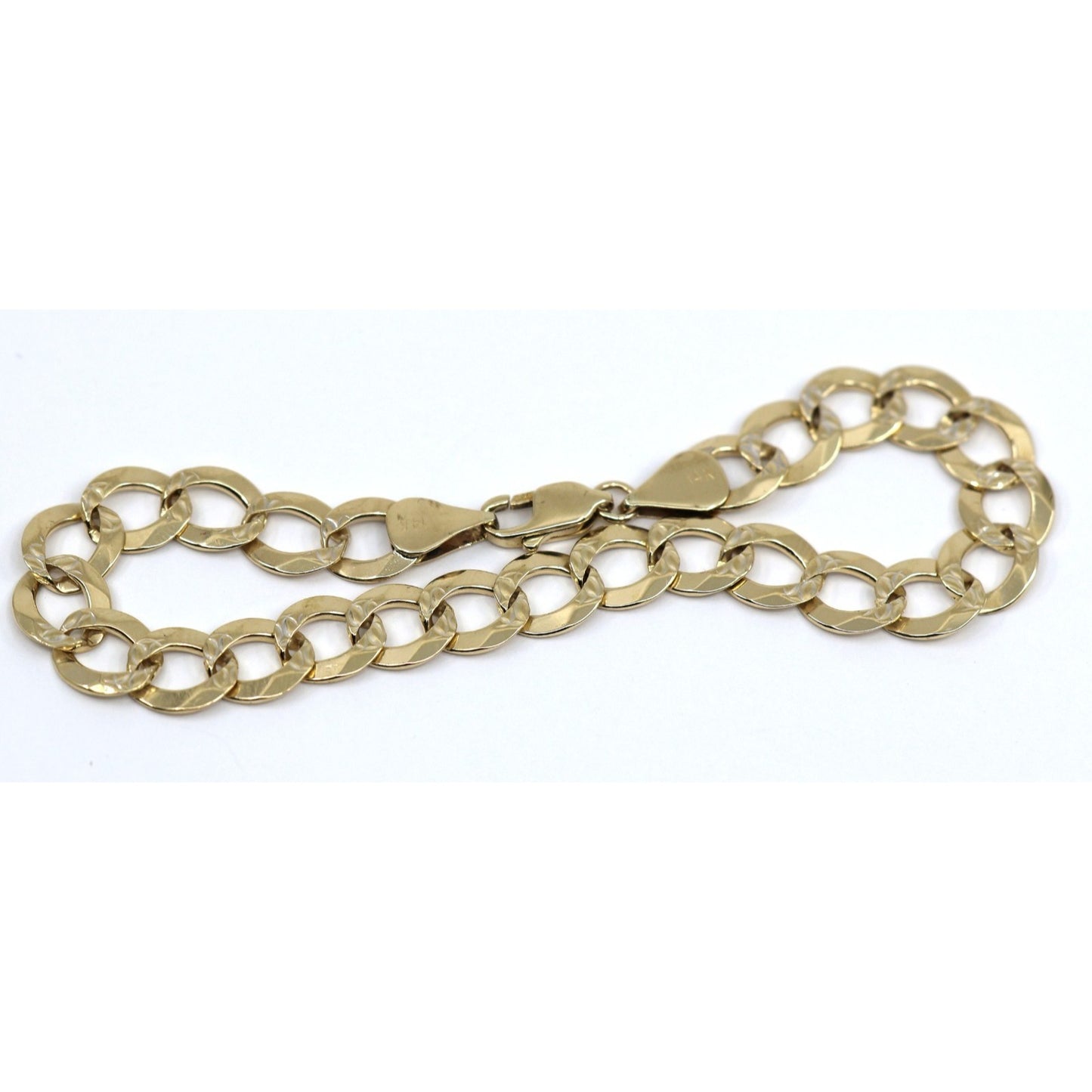 14K Yellow Gold Diamond Cut Cuban Curb Link Bracelet