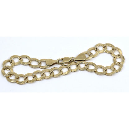 14K Yellow Gold Diamond Cut Cuban Curb Link Bracelet