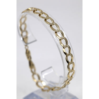14K Yellow Gold Diamond Cut Cuban Curb Link Bracelet