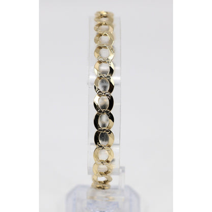 14K Yellow Gold Diamond Cut Cuban Curb Link Bracelet