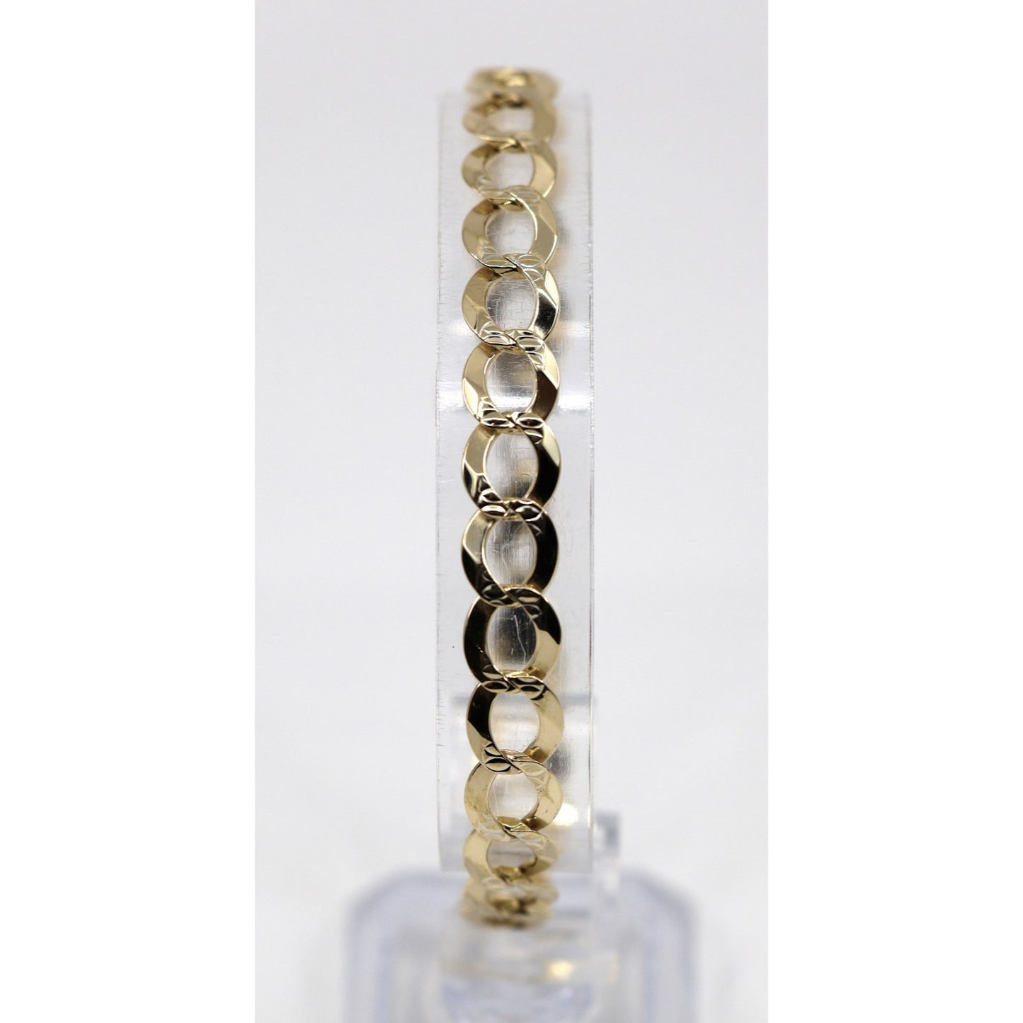 14K Yellow Gold Diamond Cut Cuban Curb Link Bracelet
