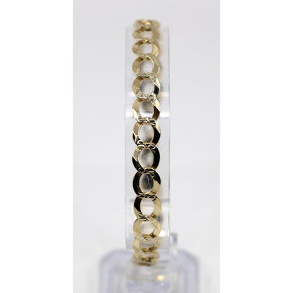 14K Yellow Gold Diamond Cut Cuban Curb Link Bracelet