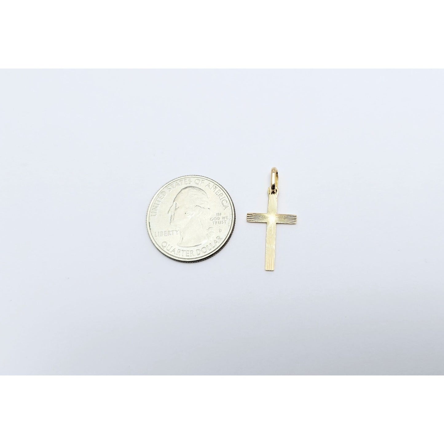 18K Yellow Gold Religious Cut Cross Charm Pendant