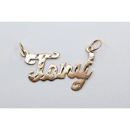10K Yellow Gold Initial Name " Tory " Charm Pendant