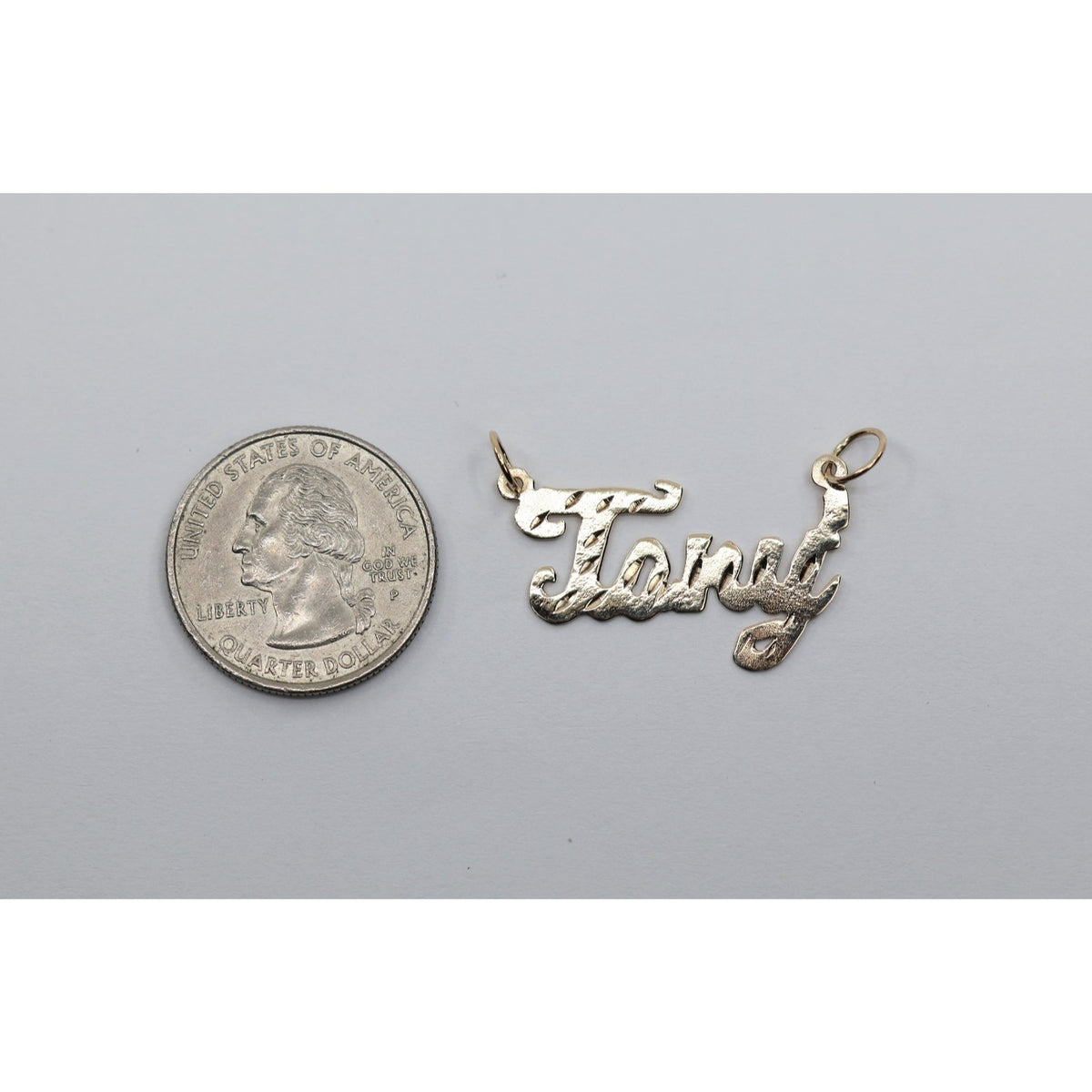 10K Yellow Gold Initial Name " Tory " Charm Pendant