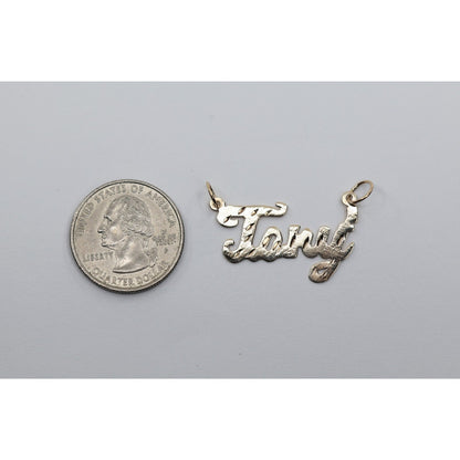 10K Yellow Gold Initial Name " Tory " Charm Pendant
