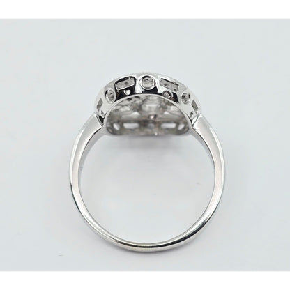 14K White Gold Diamond Cluster Oval Shaped Ring