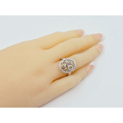 14K White Gold Diamond Cluster Oval Shaped Ring
