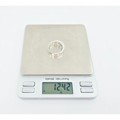 18K White Gold Baguette & Princess Cut Diamond Wide Band Ring