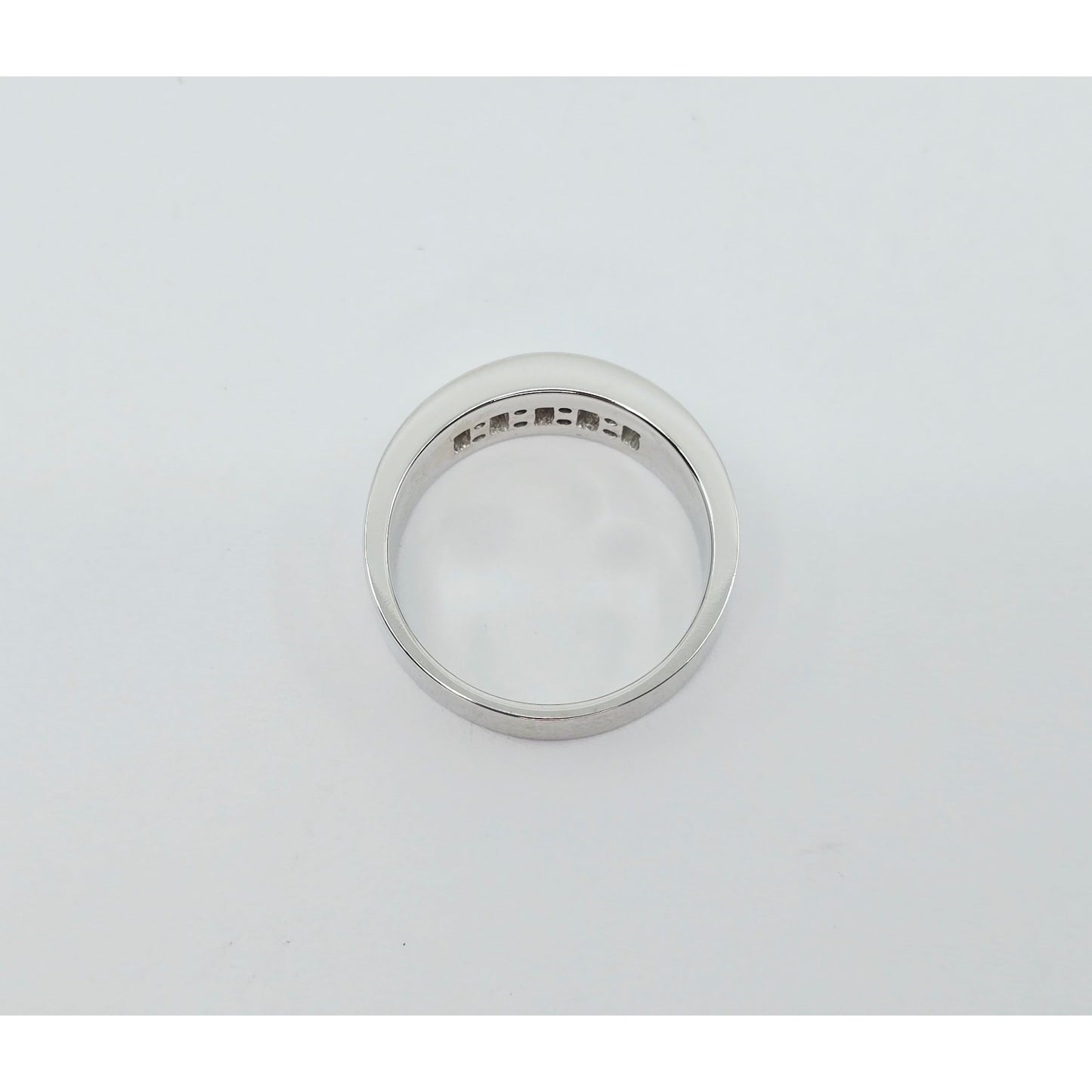 18K White Gold Baguette & Princess Cut Diamond Wide Band Ring