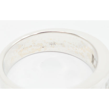 18K White Gold Baguette & Princess Cut Diamond Wide Band Ring