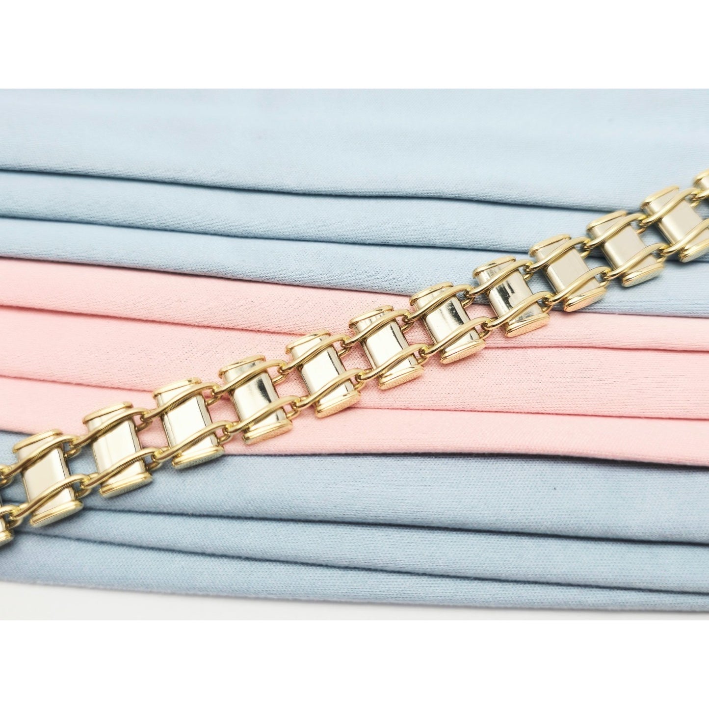 10K Two Tone Gold Custom Link Bracelet