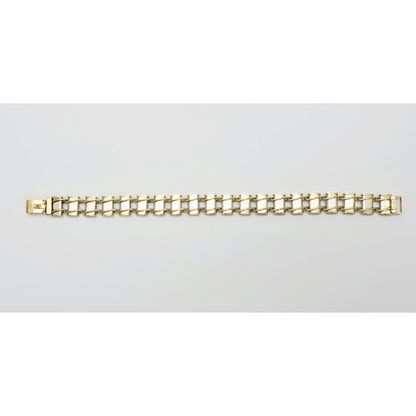 10K Two Tone Gold Custom Link Bracelet